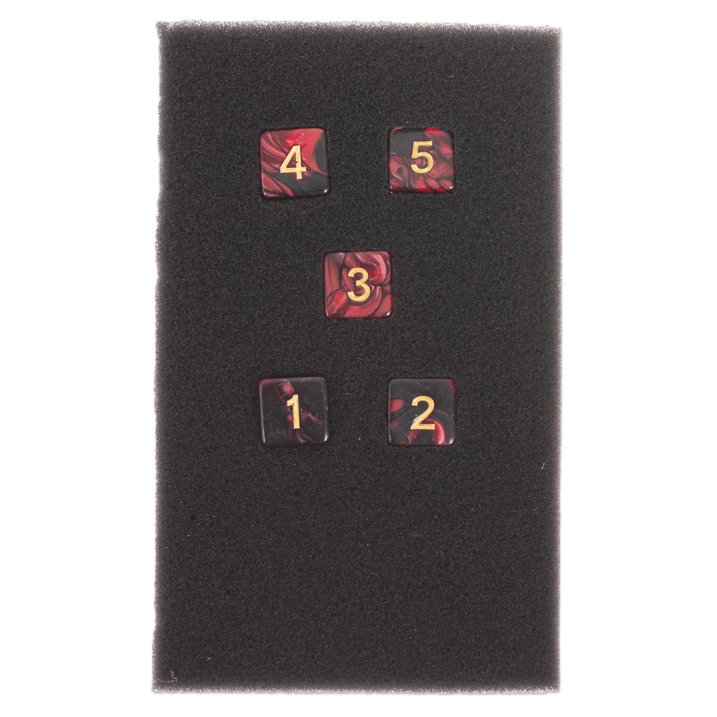 LOS 5 VON D6 16MM ROT UND SCHWARZ (ML)