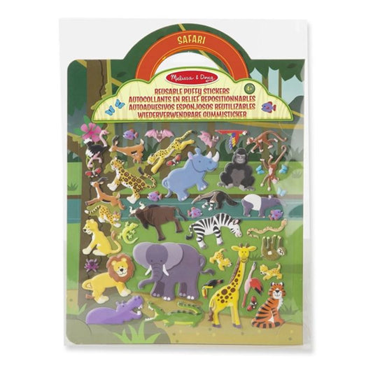 WIEDERVERWENDBARE GUMMIAUFKLEBER – SAFARI (FR-DE-EN-ES)
