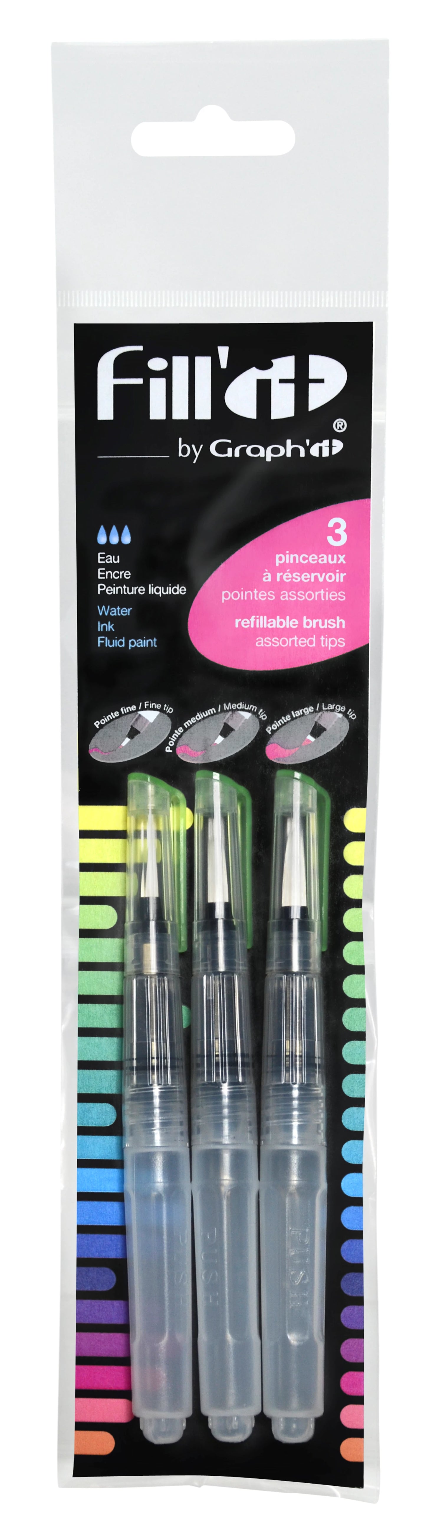 FILL’IT PINCEAUX A RESERVOIR RICARICABILE SET DI 3 PUNTE A