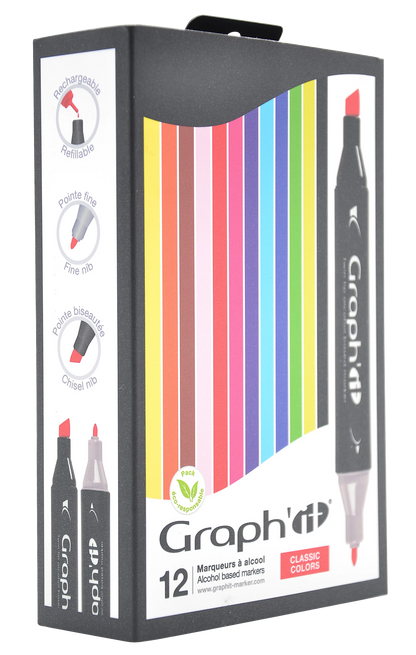 GRAPH'IT SET 12 MARQUEURS CLASSIC