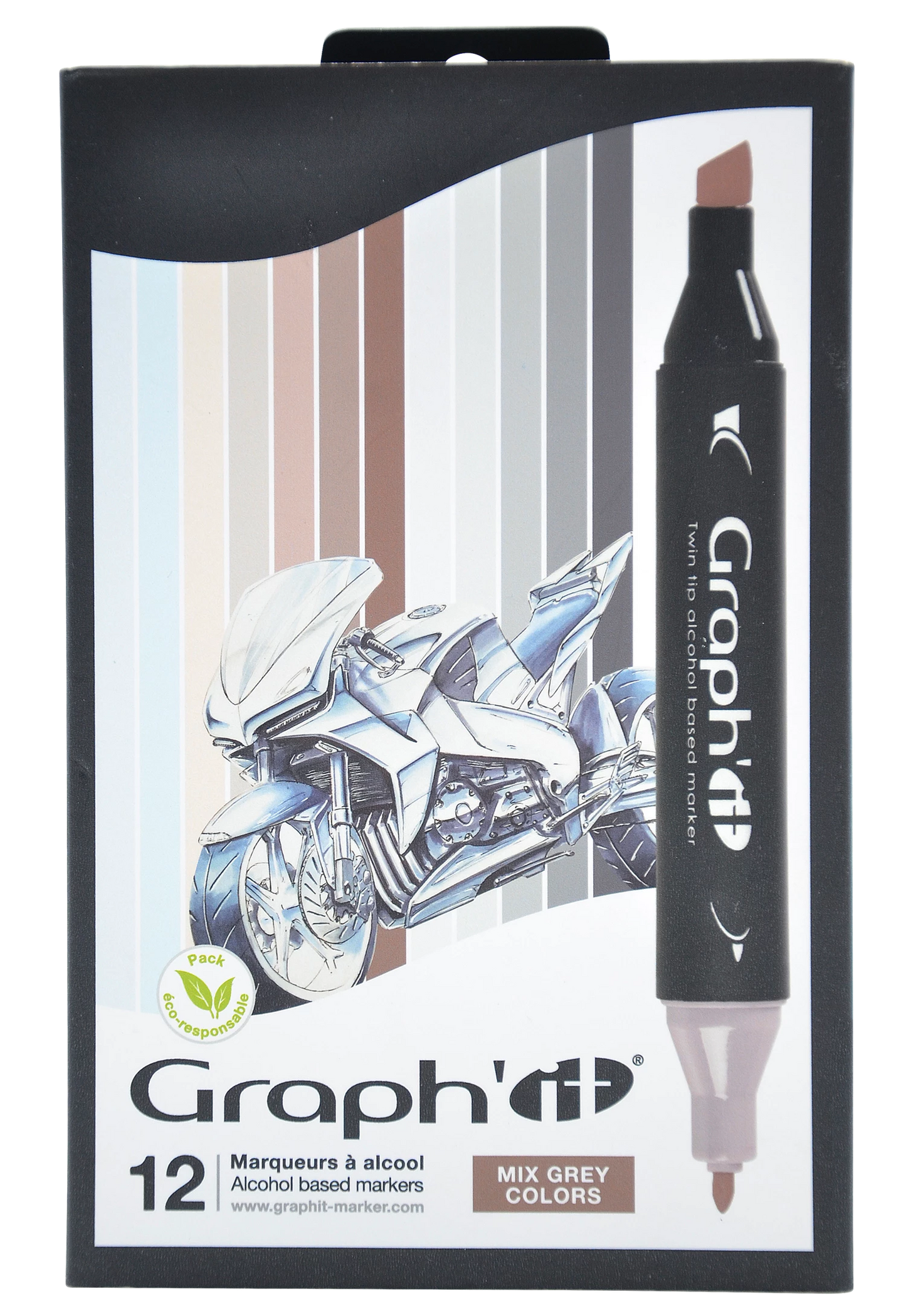 GRAPH'IT SET 12 MARQUEURS MIX GRIS