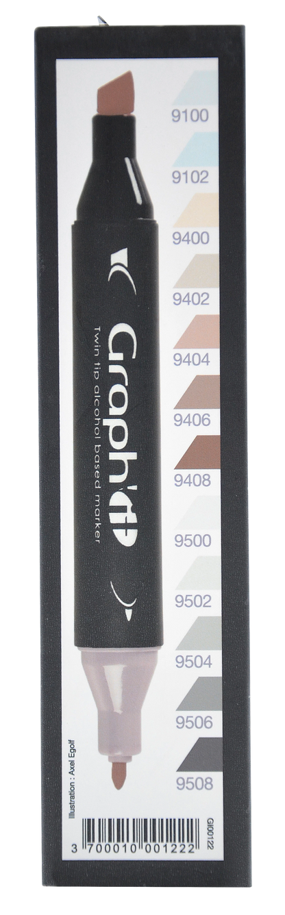 GRAPH'IT SET 12 MARQUEURS MIX GRIS