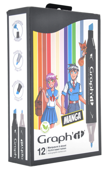 GRAPH'IT COFFRET 12 FEUTRES MANGA