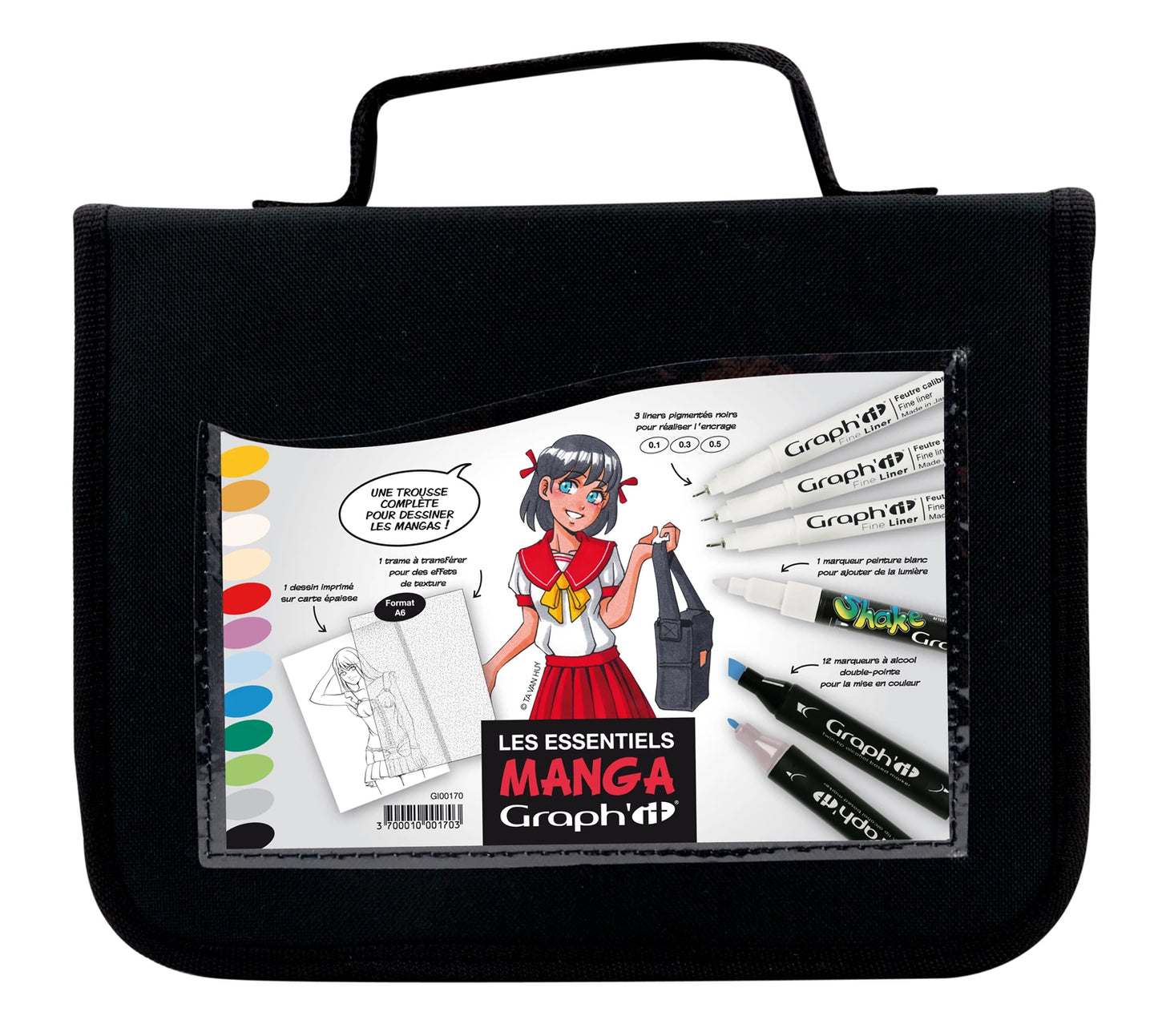 GRAPH'IT TROUSSE ESSENTIELS MANGA 12 MARQUEURS + 3 LINER +