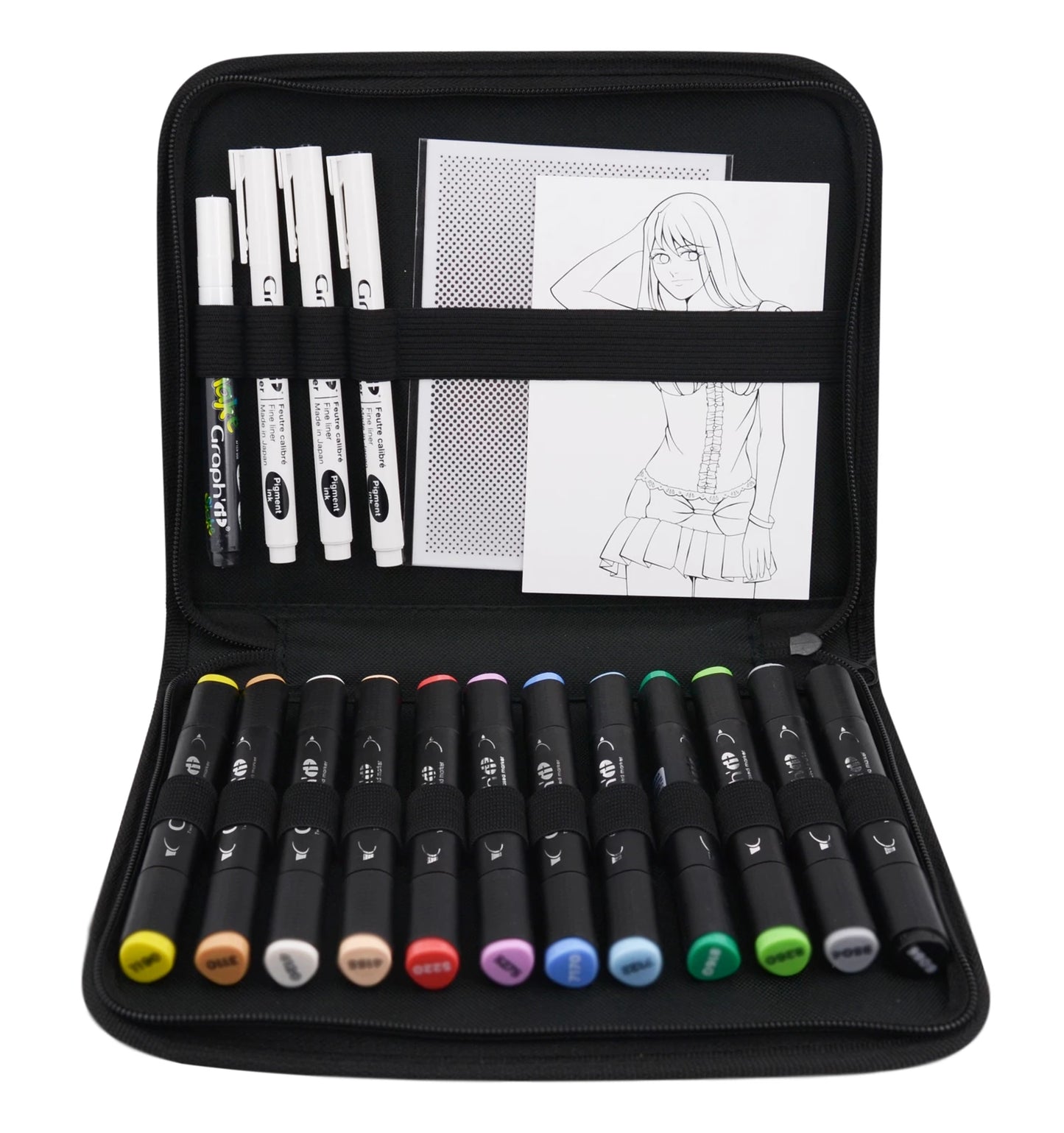 GRAPH'IT TROUSSE ESSENTIELS MANGA 12 MARQUEURS + 3 LINER +