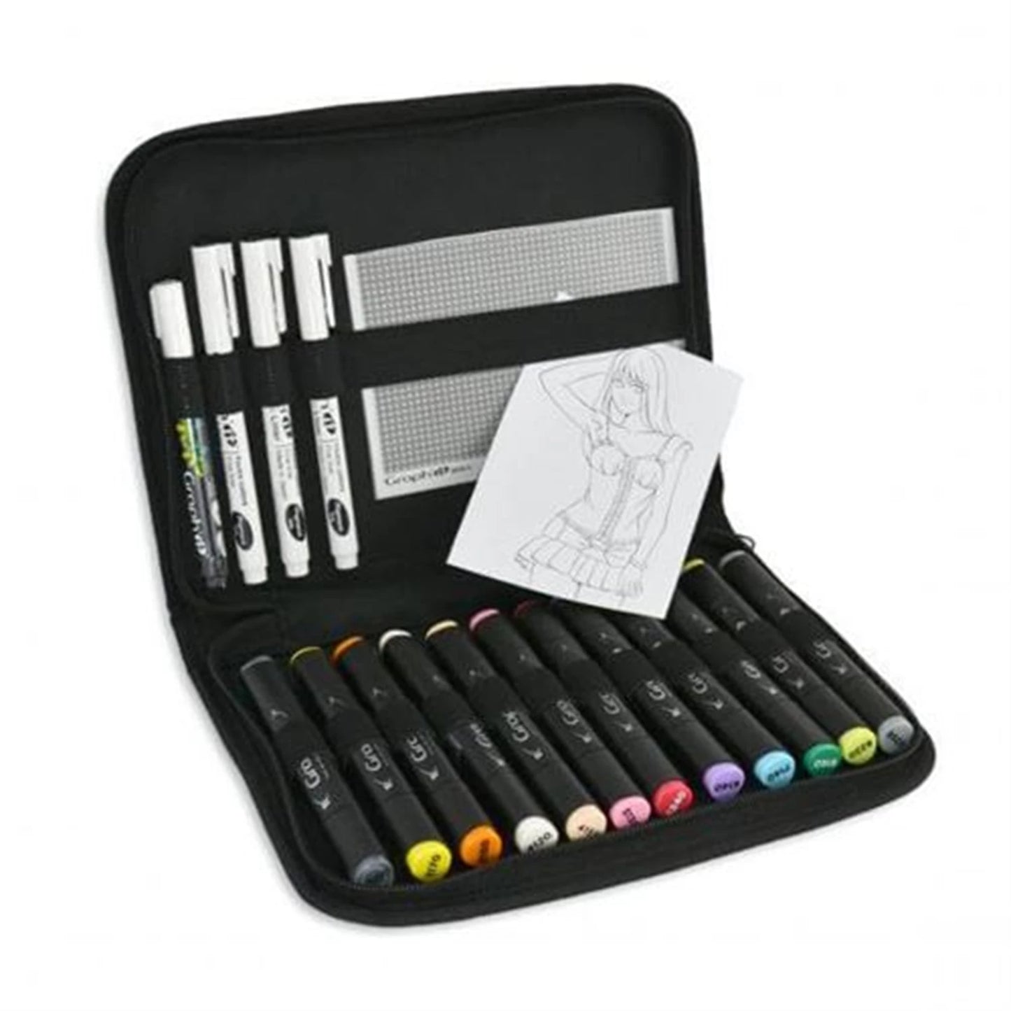 GRAPH'IT TROUSSE ESSENTIELS MANGA 12 MARQUEURS + 3 LINER +