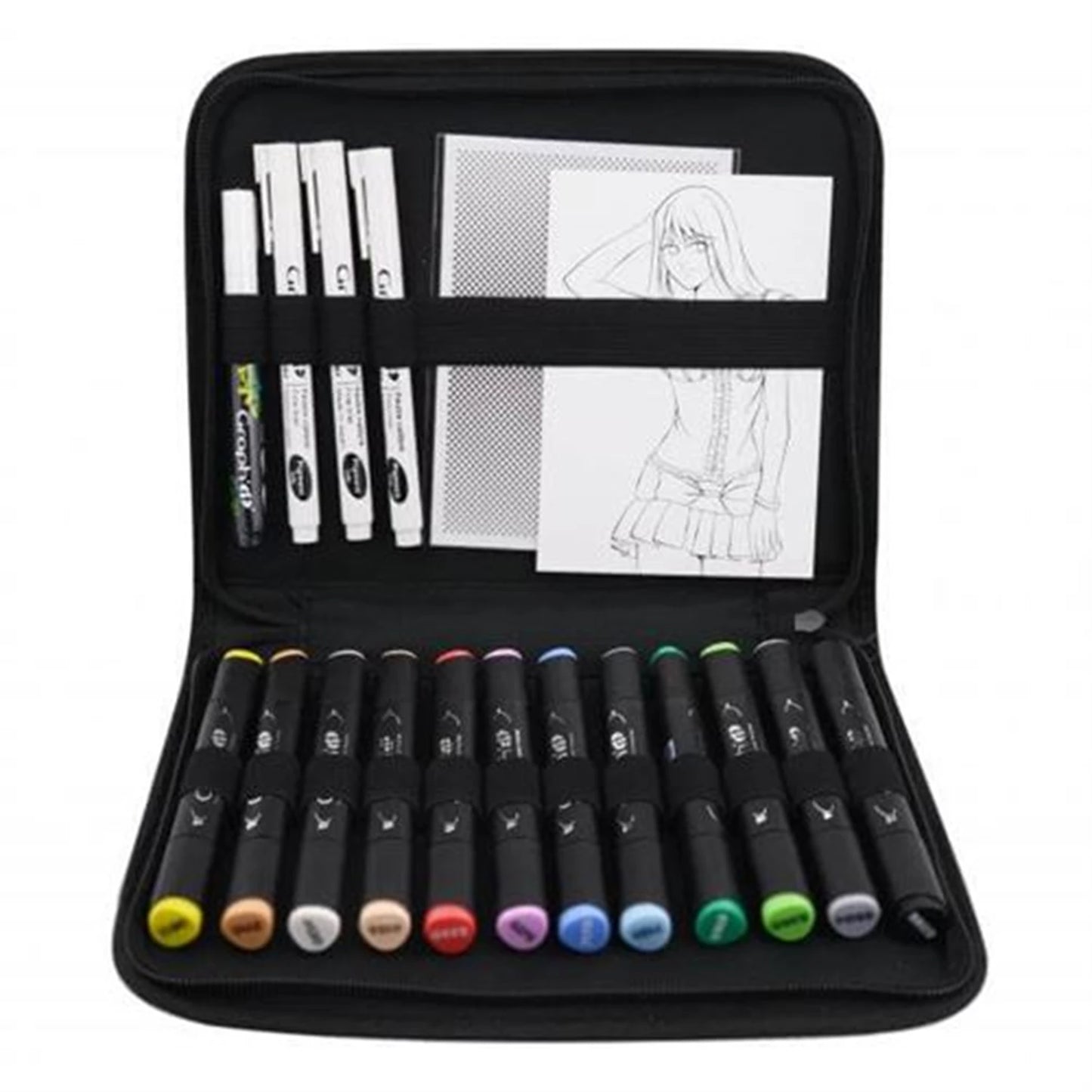 GRAPH'IT TROUSSE ESSENTIELS MANGA 12 MARQUEURS + 3 LINER +