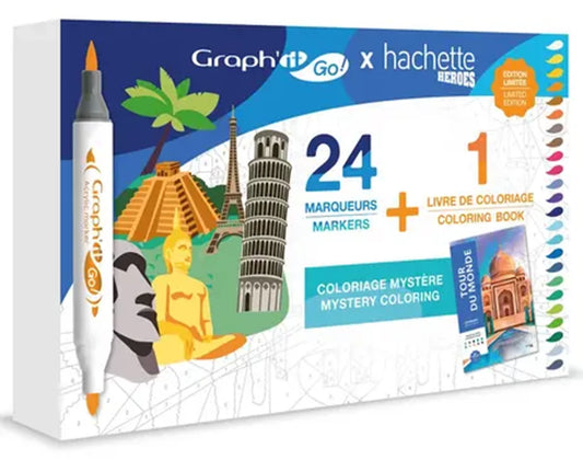 GRAPH'IT GO SET DE 24 MARQUEURS + LIVRE HACHETTE - TOUR DU M