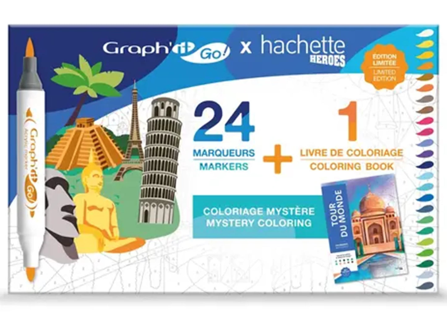 GRAPH'IT GO SET DE 24 MARQUEURS + LIVRE HACHETTE - TOUR DU M
