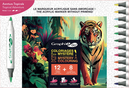 GRAPH'IT - GRAPH'IT GO KIT DE COLORIAGE MYSTÈRE AVENTURE TROPICALE - F/D/D/I