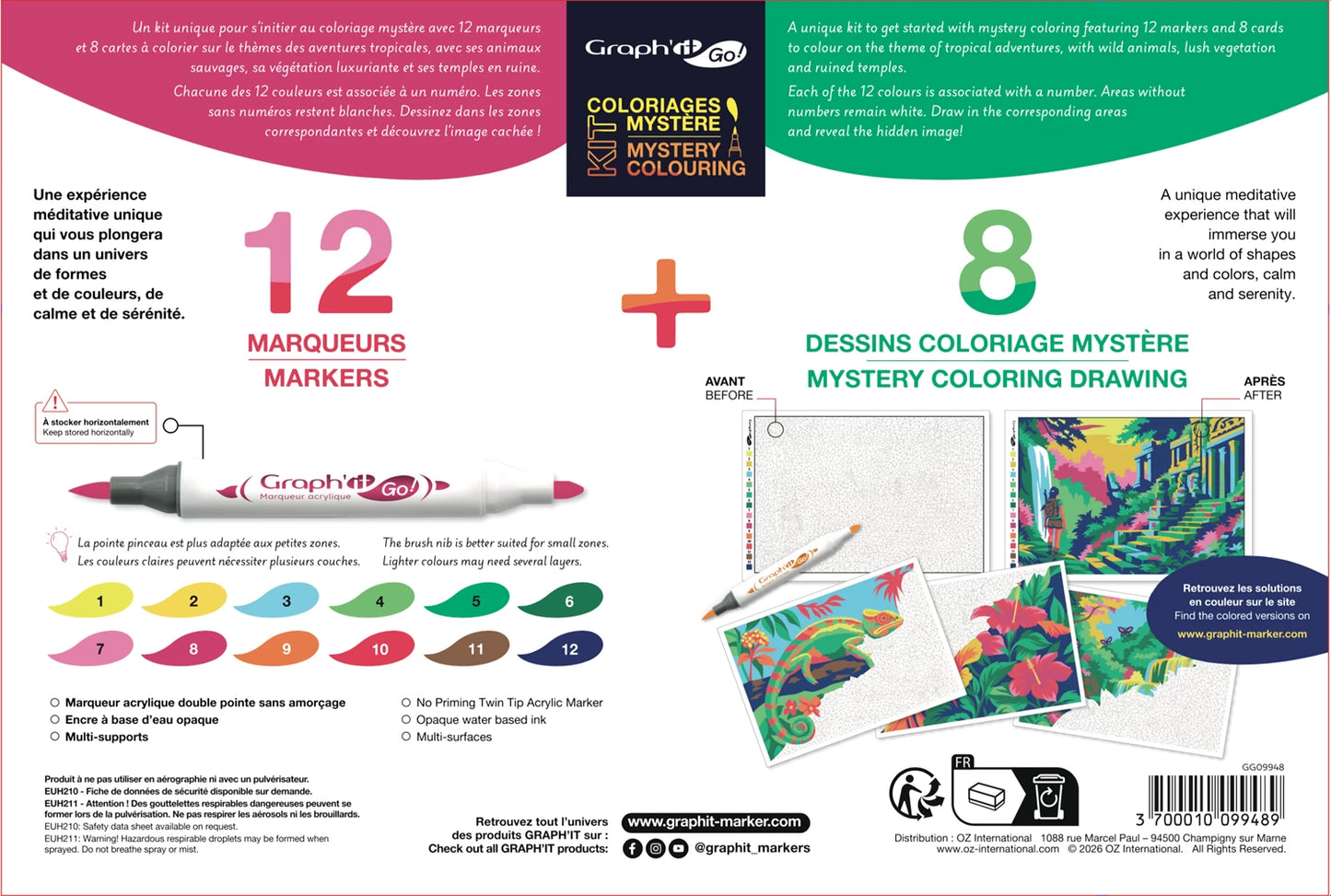 GRAPH'IT - GRAPH'IT GO KIT DE COLORIAGE MYSTÈRE AVENTURE TROPICALE - F/D/D/I
