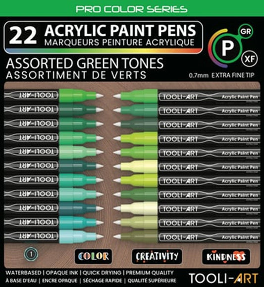 SET DE MARQUEURS ACRYLIQUES TOOLI VERT 22 MARQUEURS EF 07MM