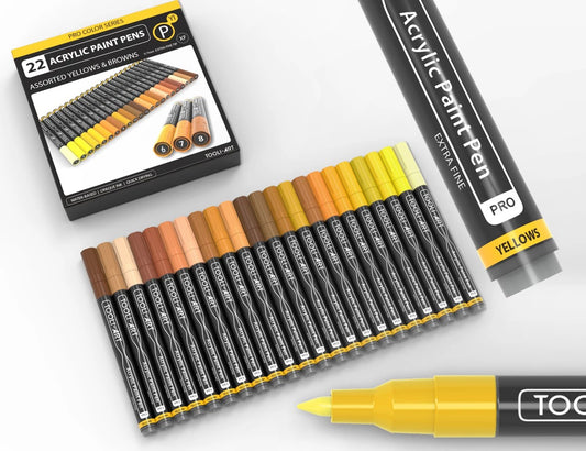 TOOLI ENSEMBLE DE MARQUEURS ACRYLIQUES JAUNES 22 MARQUEURS EF 07MM