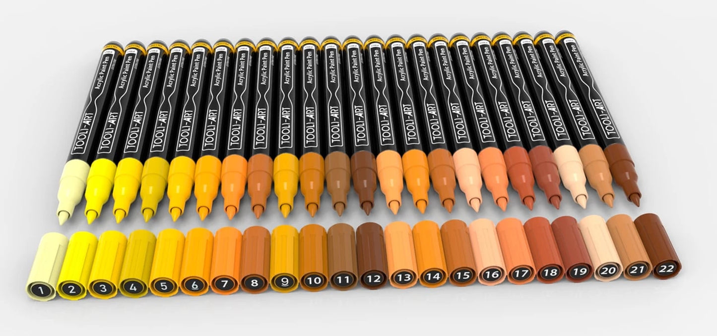 TOOLI ENSEMBLE DE MARQUEURS ACRYLIQUES JAUNES 22 MARQUEURS EF 07MM