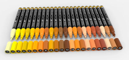 TOOLI ENSEMBLE DE MARQUEURS ACRYLIQUES JAUNES 22 MARQUEURS EF 07MM