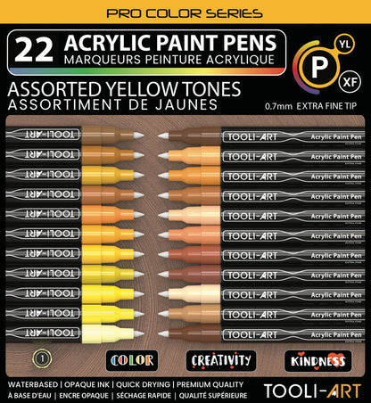 TOOLI ENSEMBLE DE MARQUEURS ACRYLIQUES JAUNES 22 MARQUEURS EF 07MM