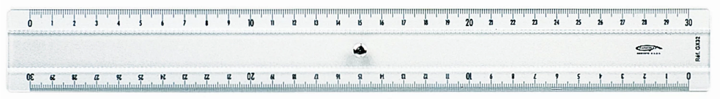 REGLE TRASPARENTE 2 BISEAUX + BOSSELAGE 30CM