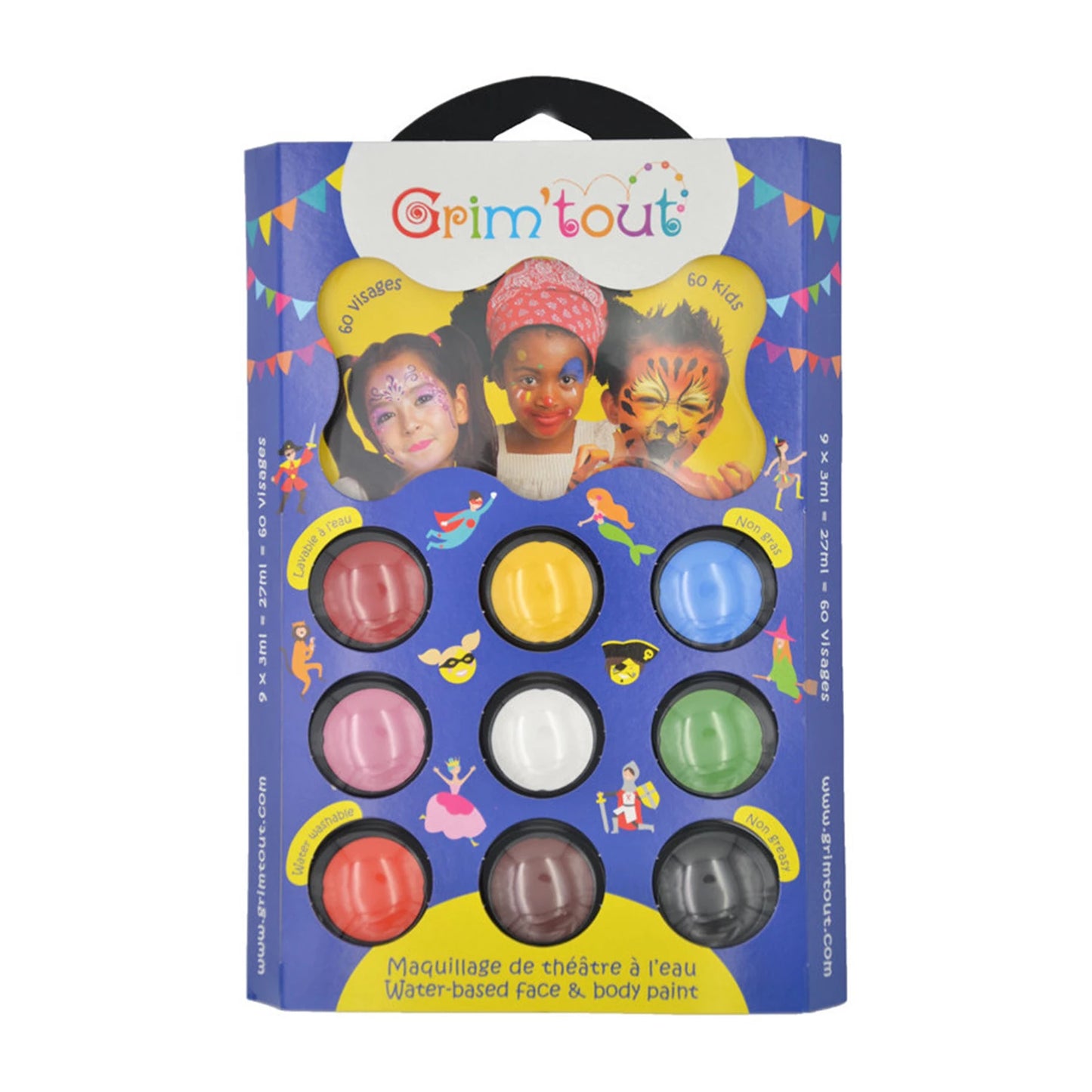 GRIM'TOUT PALETTE 9 FARBEN KARNEVAL 9X4ML