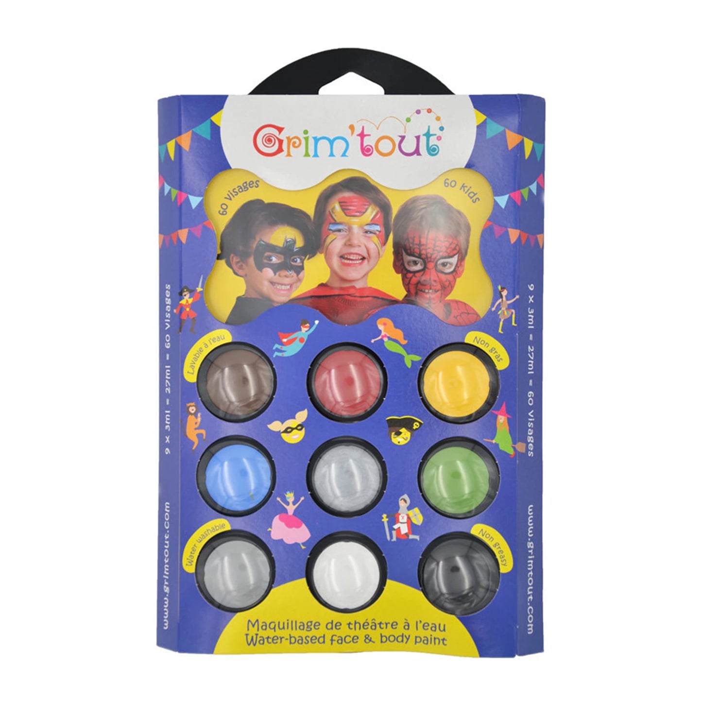 GRIM'TOUT PALETTE 9 COULEURS HÉROS 9X4ML