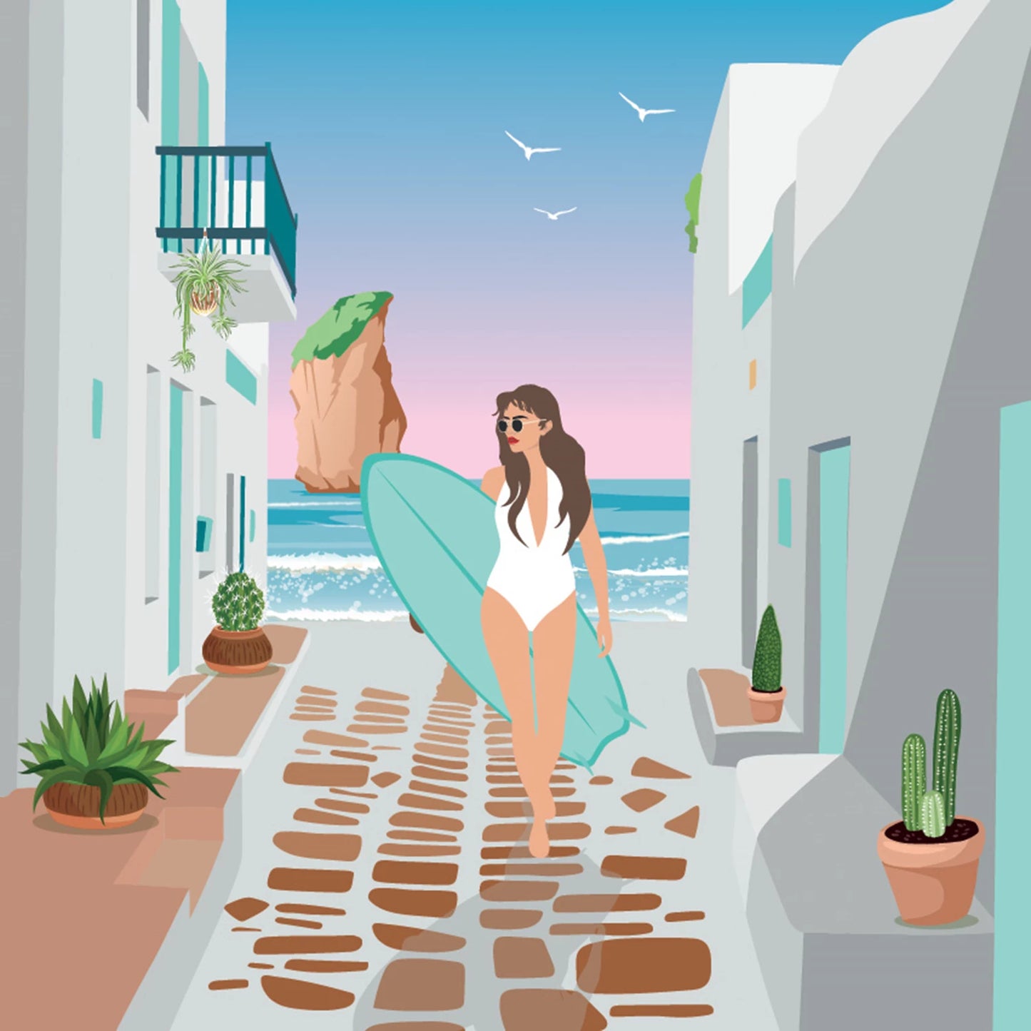 GODITI L'ARTE PEINTURE N° 30X30CM RETOUR DE PLAGE