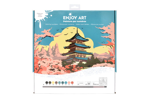 PROFITEZ DE L'ART PEINTURE N° 30X30CM PAGODE SOLEIL LEVANT