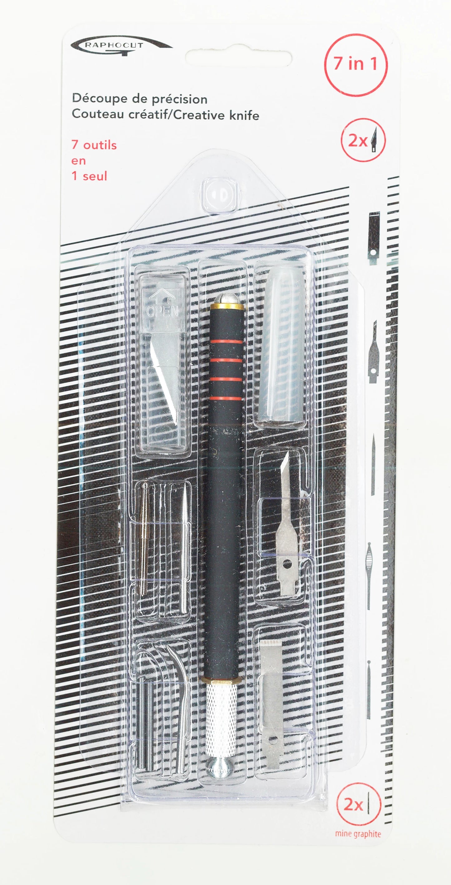 GRAPHO'CUT COUTEAU N°1 MANCHE ANTIDERAPANTE E CAPUCHON DE SEC