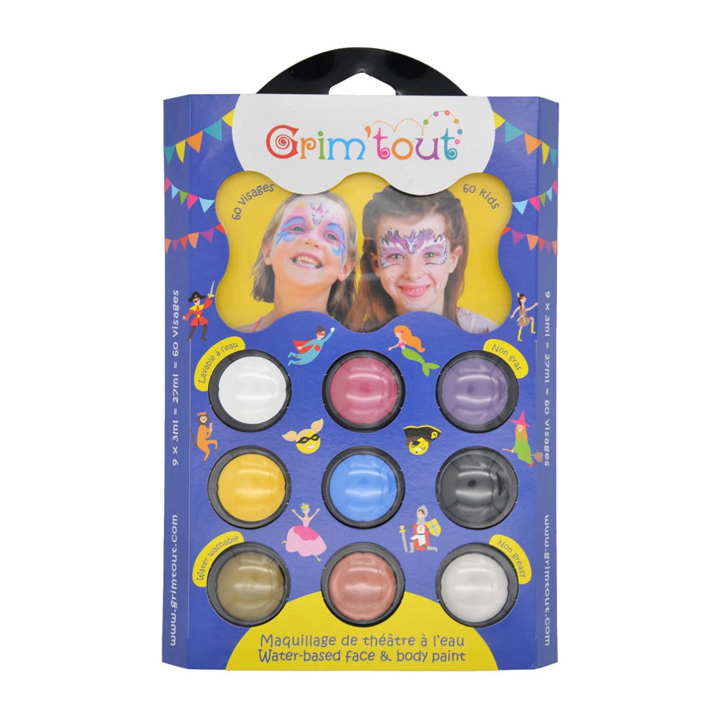 GRIM'TOUT PALETTE 9 COULEURS LICORNE 9X4ML