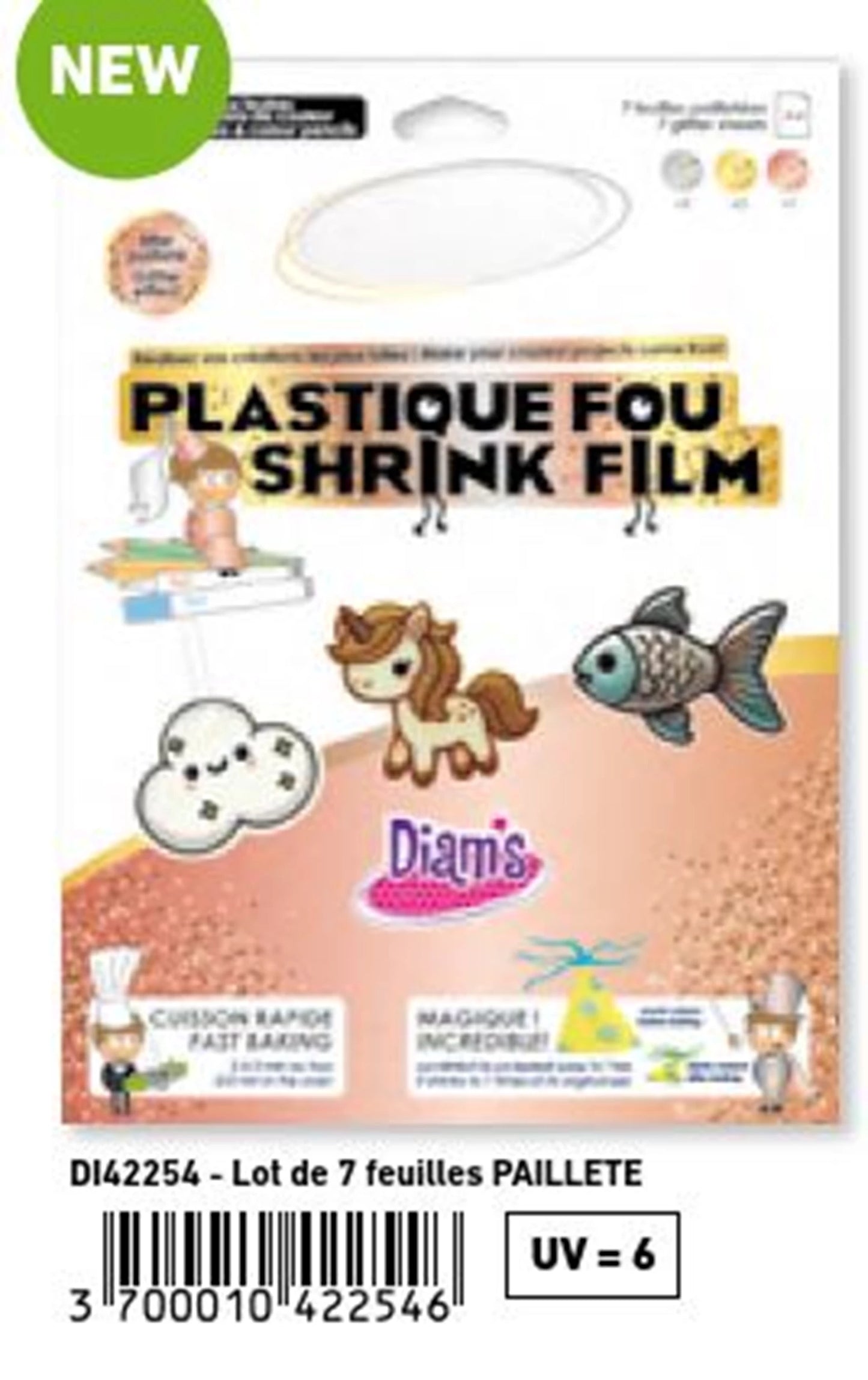 DIAM'S PLASTIQUE FOU 7 BLATT: GLITTER (3 GOLD, 3 SILBER,