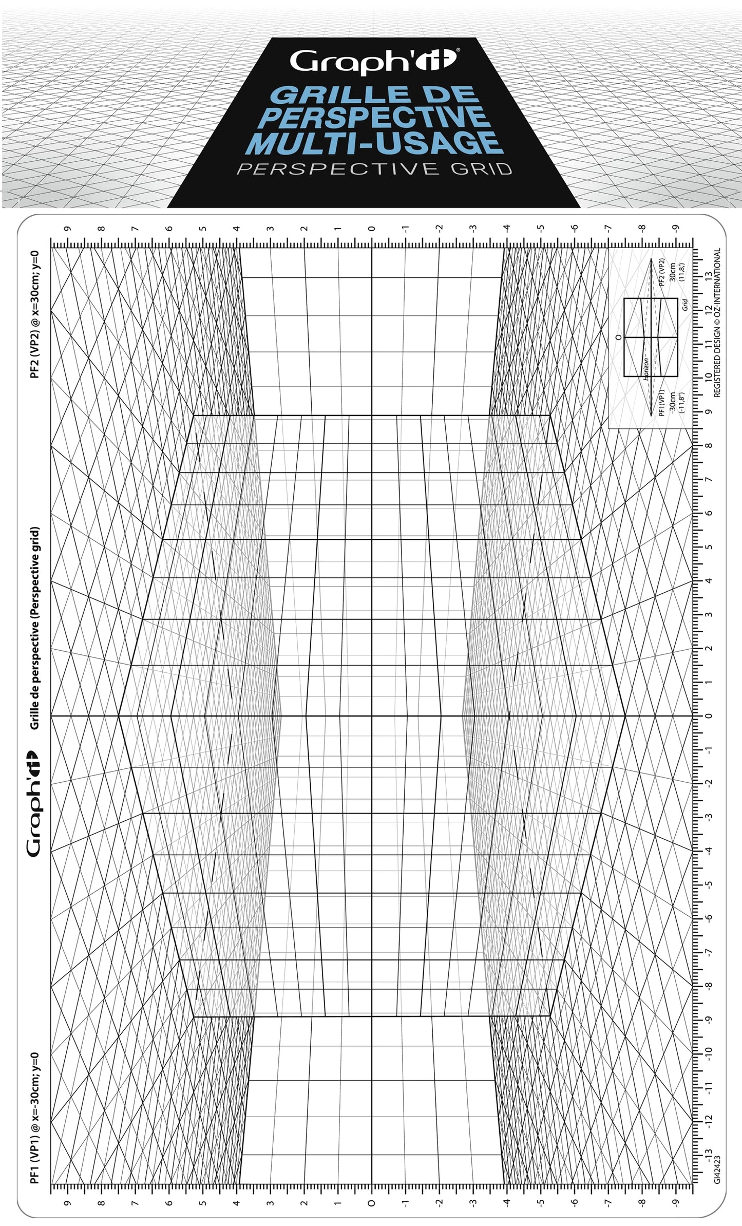 GRAPH'IT GRILLE DE PERSPECTIVE D CUBE EN PERSPECTIVE OBLIQUE