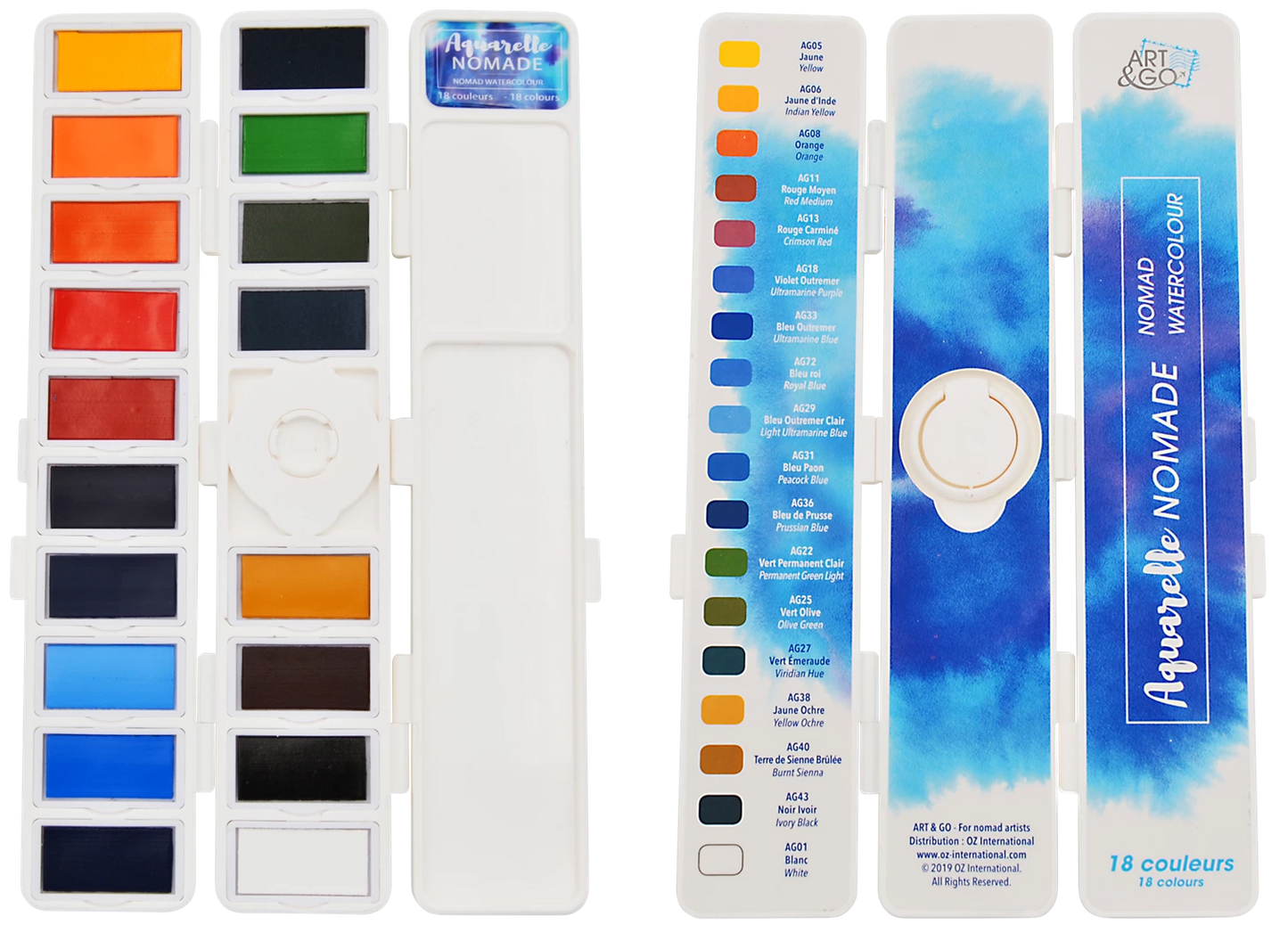 ART&GO PALETTE AQUARELLE EN ACCORDÉON 18 COULEURS