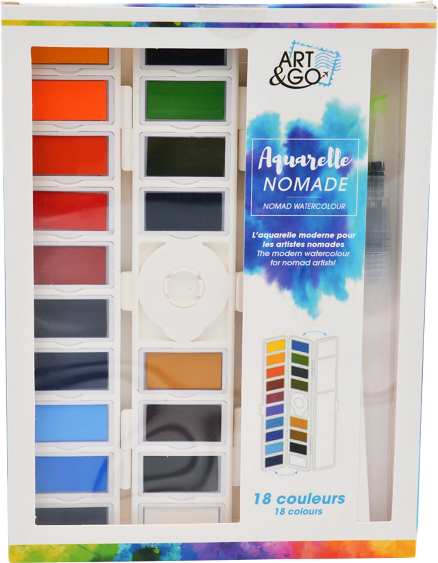 ART&GO PALETTE AQUARELLE EN ACCORDÉON 18 COULEURS