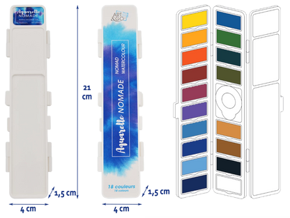 ART&GO PALETTE AQUARELLE EN ACCORDÉON 18 COULEURS