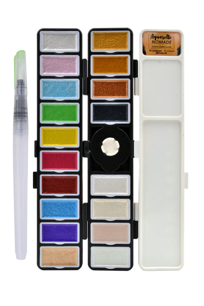 ART&GO PALETTE AQUARELLE ACCORDÉON 18 COULEURS MÉTALLISÉES