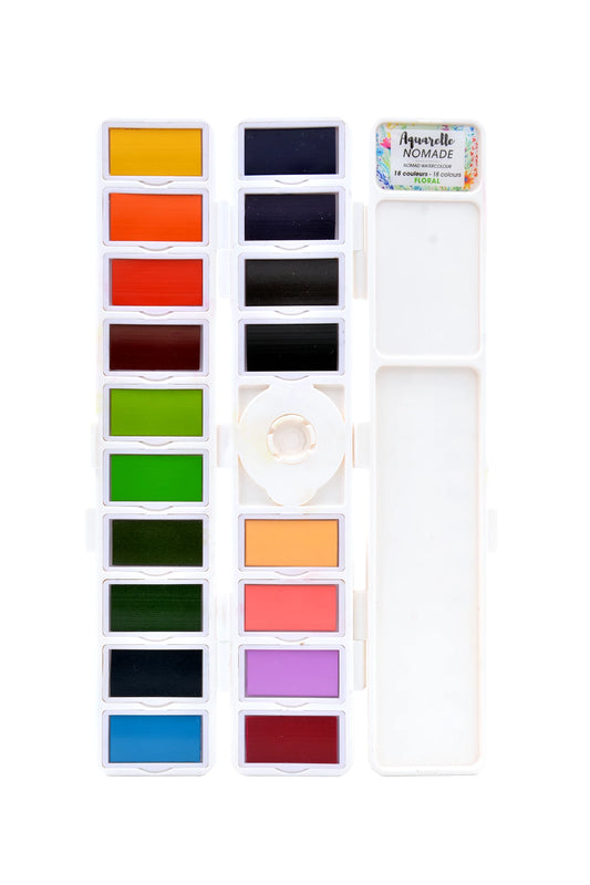 ART&GO PALETTE AQUARELLE EN ACCORDÉON 18 COULEURS FLORALES