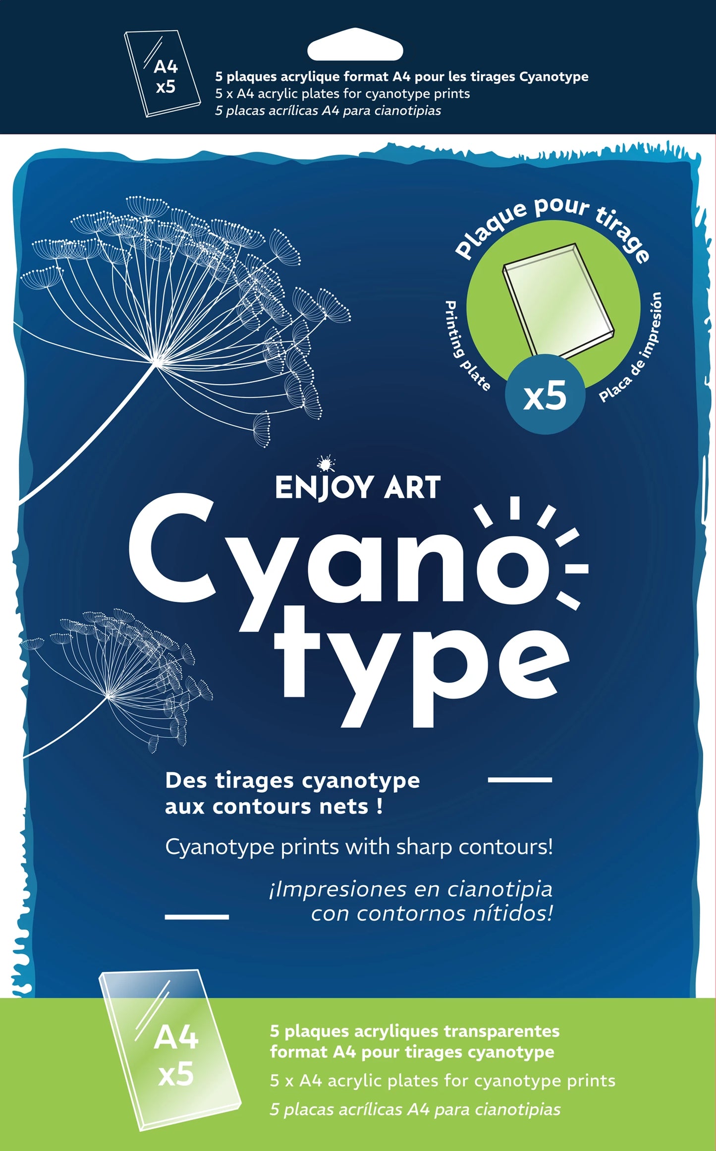 ENJOY ART 5 ACRYLGLASPLATTEN A4 FÜR BLAUDRUCK
