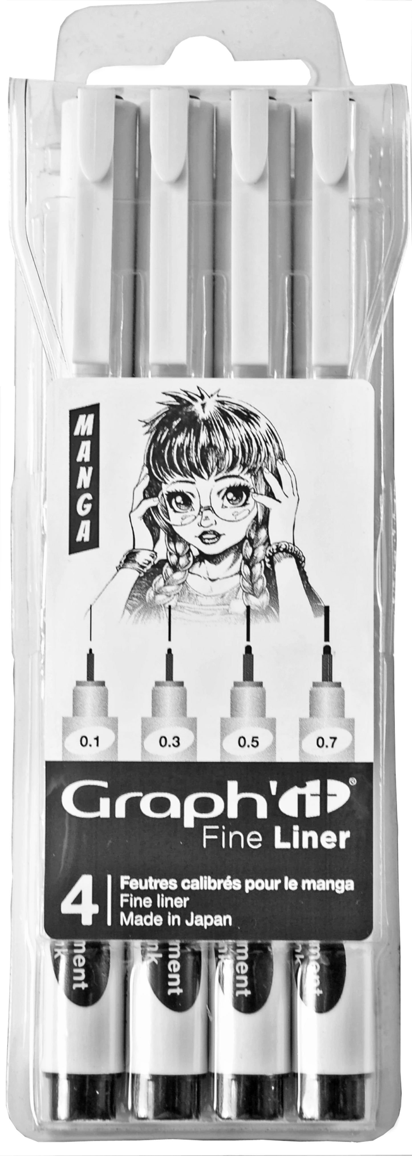 GRAPH'IT ETUI MIT 4 MANGA FINE LINERN (0.1 0.3 0.5 0.7)