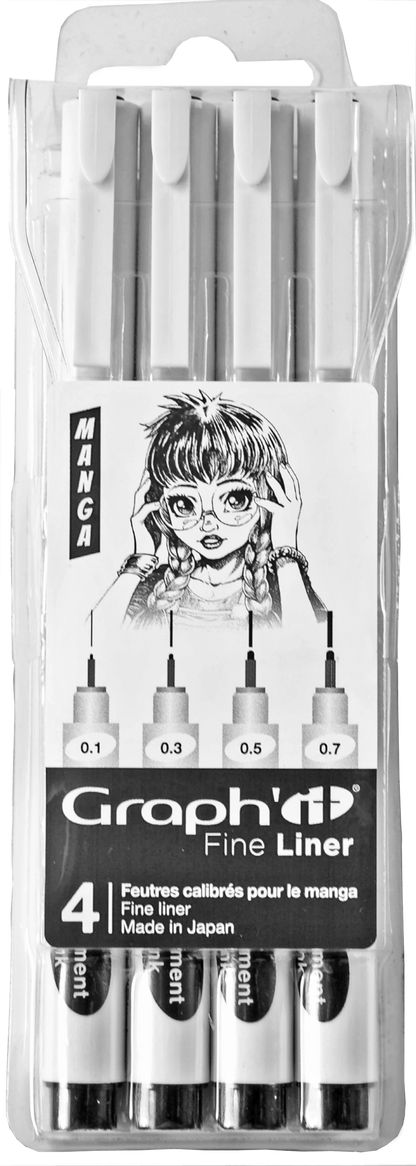 GRAPH'IT ETUI MIT 4 MANGA FINE LINERN (0.1 0.3 0.5 0.7)