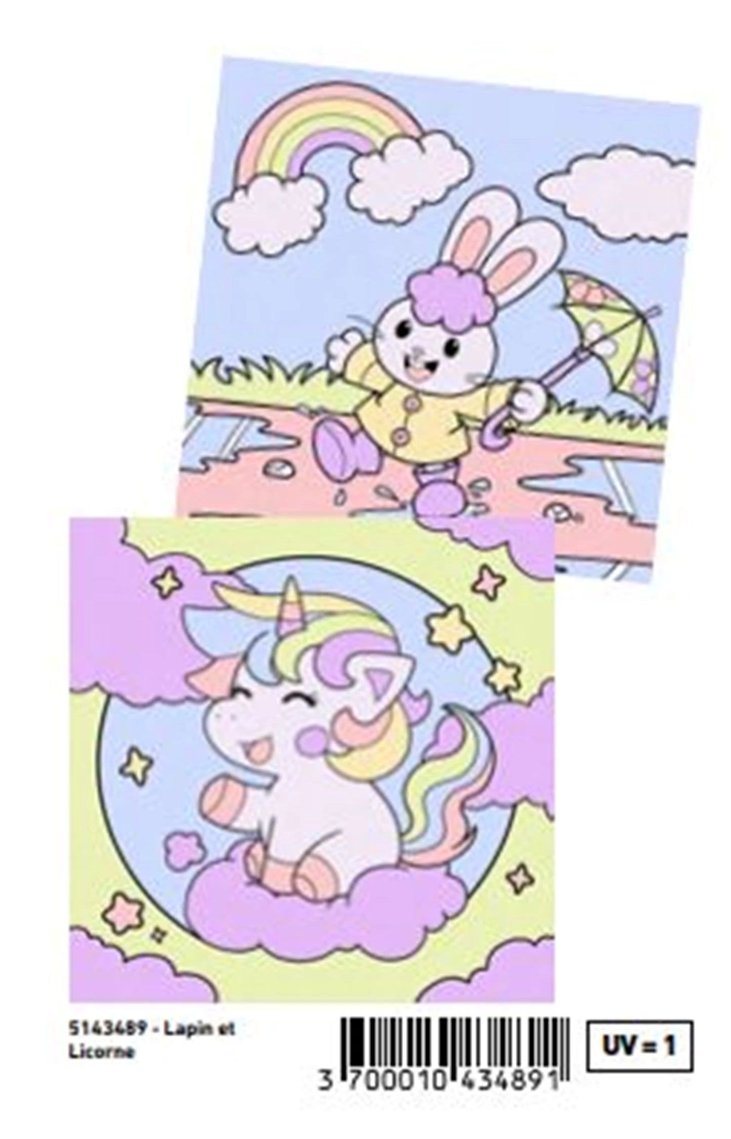 ENJOY ART PEINTURE PAR NUMÉROS 20X20CM JUNIOR LAPIN KAWAII L