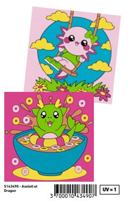 ENJOY ART PEINTURE PAR NUMÉROS 20X20CM JUNIOR KAWAII DRAGON