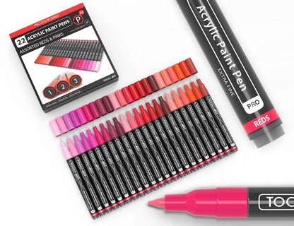 COFFRET DE MARQUEURS ACRYLIQUES TOOLI ROUGE 22 UNITÉS POINTE FINE 0,7MM