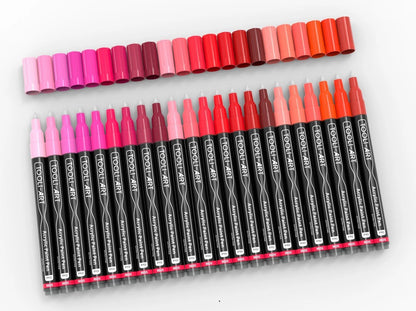 COFFRET DE MARQUEURS ACRYLIQUES TOOLI ROUGE 22 UNITÉS POINTE FINE 0,7MM