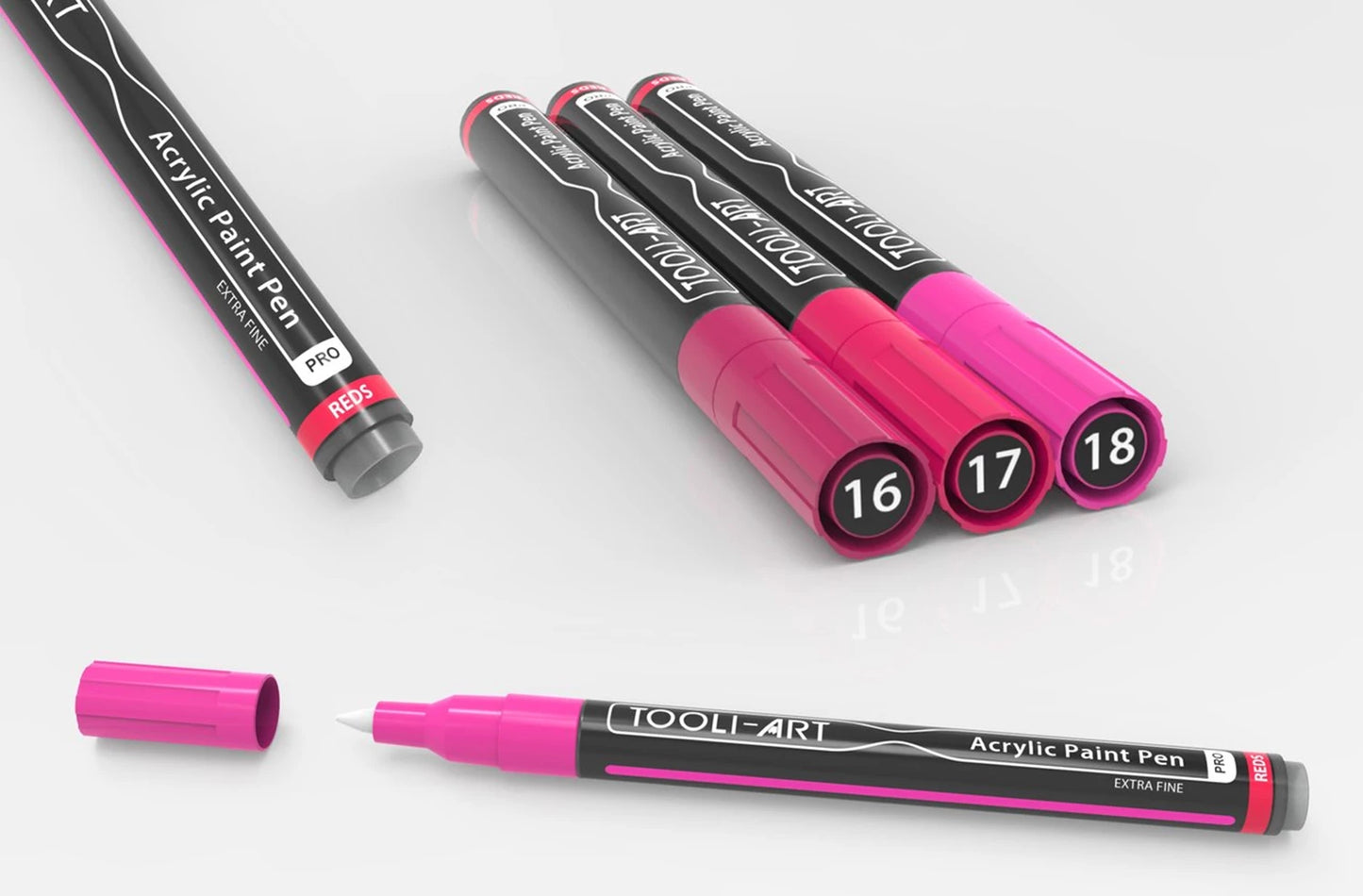 COFFRET DE MARQUEURS ACRYLIQUES TOOLI ROUGE 22 UNITÉS POINTE FINE 0,7MM