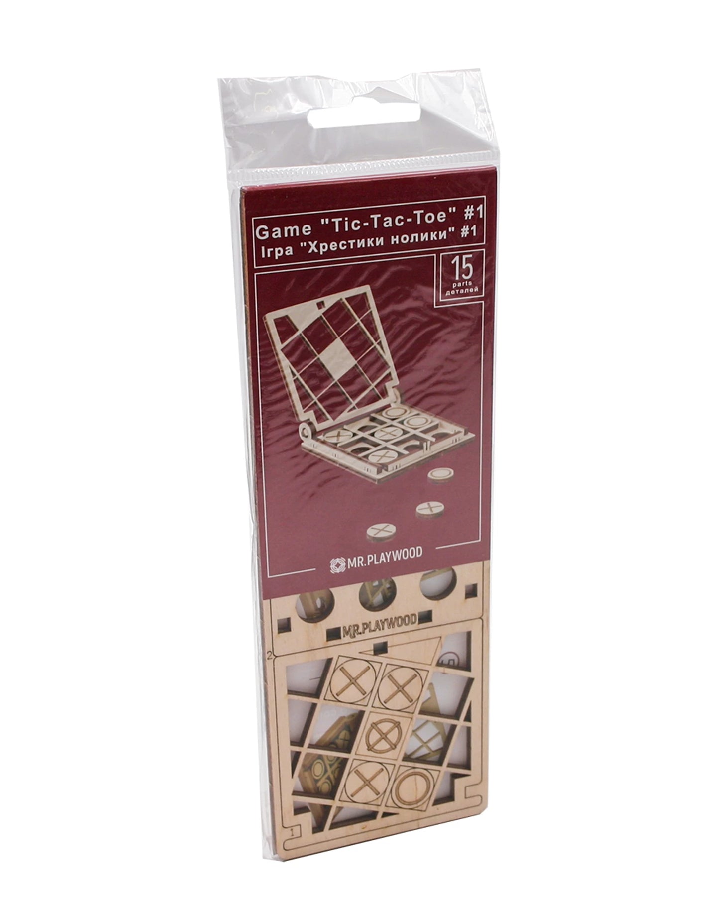 MR PLAYWOOD - 3D-TIC-TAC-TOE-MINISPIEL (FR-DE-EN-POL-ES-RU-UKR) -