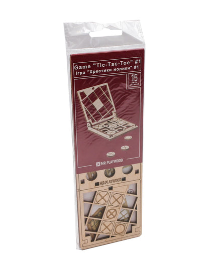 MR PLAYWOOD - 3D-TIC-TAC-TOE-MINISPIEL (FR-DE-EN-POL-ES-RU-UKR) -