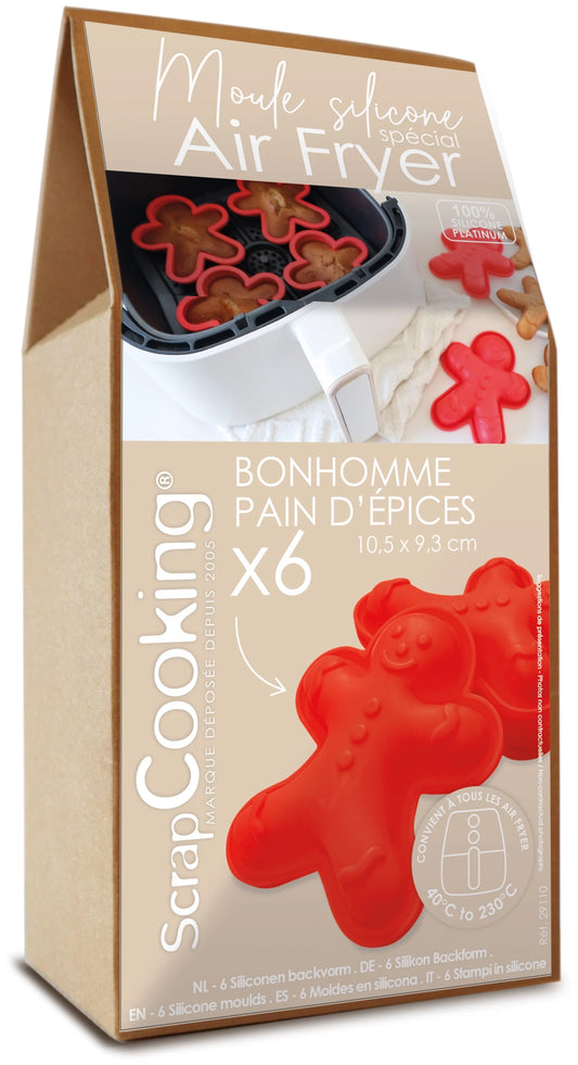 SCRAPCOOKING - SET DI 6 TEGLIE DA FORNO PER FRIGGITRICE AD ARIA, OMINO DI PAN DI ZENZERO - F/D/I/ML