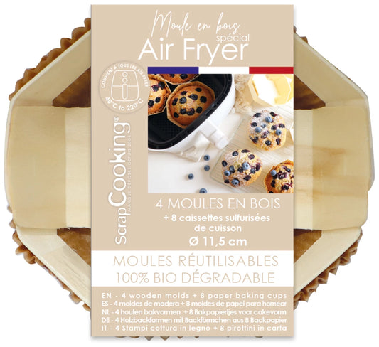 SCRAPCOOKING - SET DI 4 TEGLIE DA FORNO DA 11 CM PER FRIGGITRICE AD ARIA, CON 8 INSERTI - F/D/I/ML