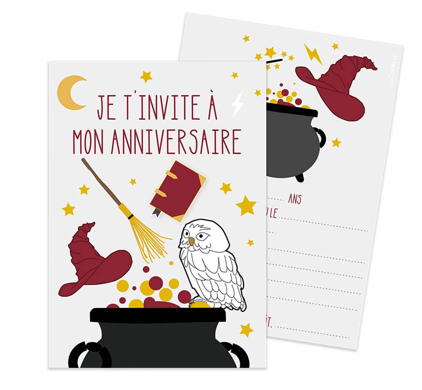 8 CARTES D'INVITATION MAGICIEN