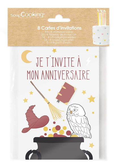 8 CARTES D'INVITATION MAGICIEN