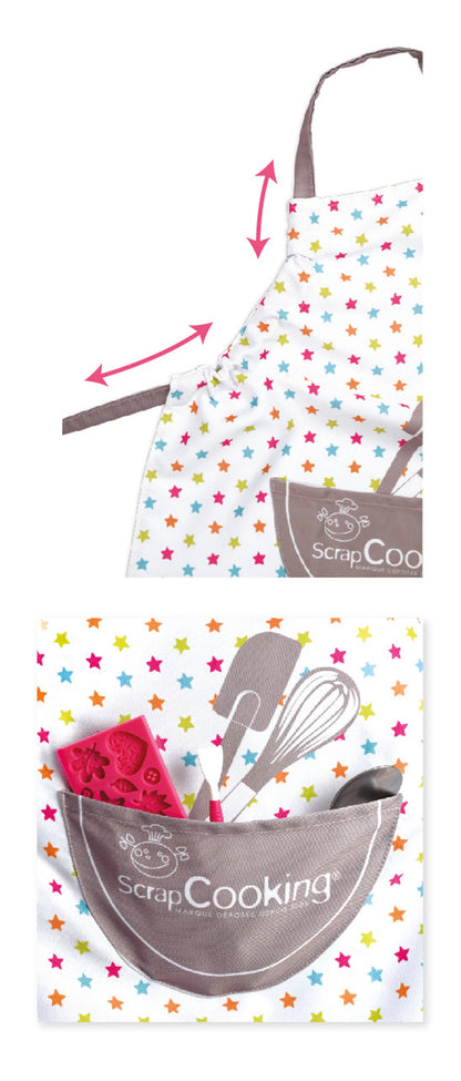 GREMBIULE + CAPPELLO DA CUOCO, STELLE, 4-10 ANNI, COTONE