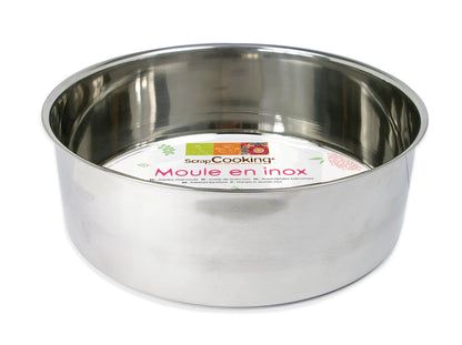 TORTIERA ROTONDA IN ACCIAIO INOX, ALTEZZA 18 CM, ALTEZZA 5 CM